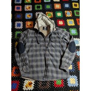 Grit Iron Work Wear Flannel Button Down Heavyweight Hoodie Shacket Men's Medium